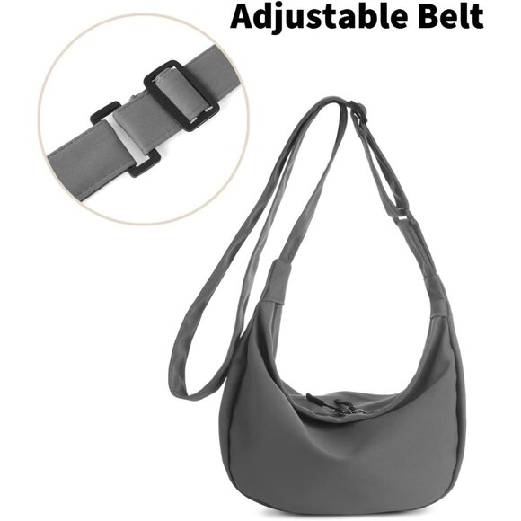 Women Grey Imported Polyester Crossbody Lightweight Crescent Trendy Sling Bag - Picture 8 of 8